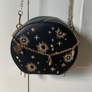 Black and Gold Women's Bag with Star Design